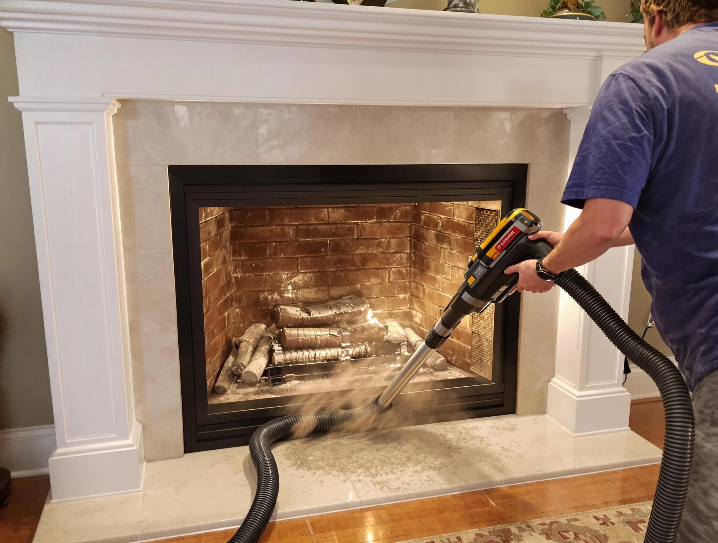 Fireplace cleaning performed by Coopertown Chimney Sweep in Coopertown, TN