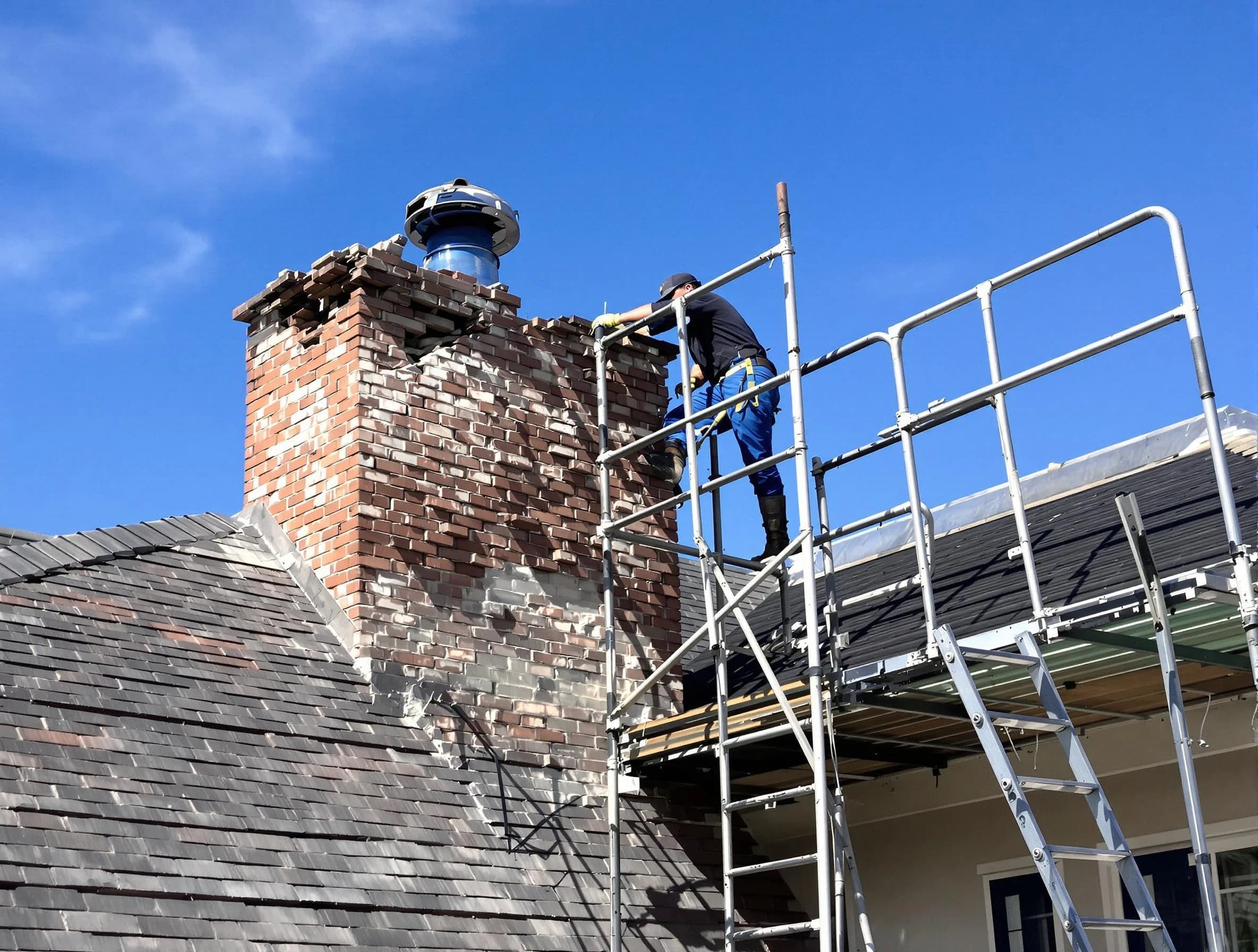 Rebuilding a chimney structure by Coopertown Chimney Sweep in Coopertown, TN