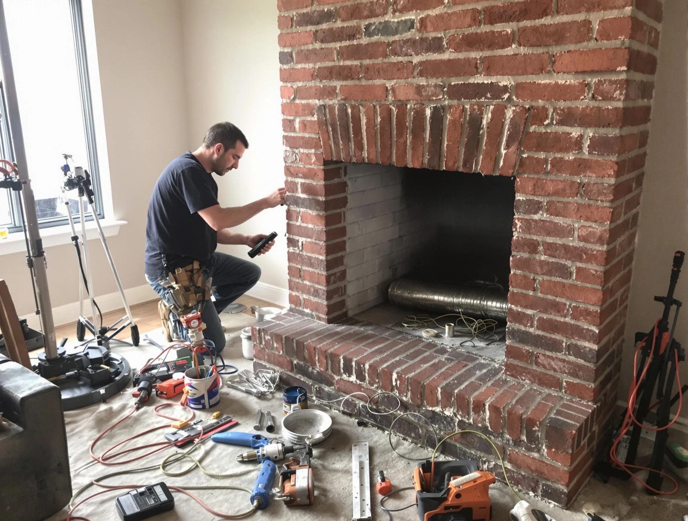 Coopertown Chimney Sweep specialist finalizing chimney liner service in Coopertown, TN
