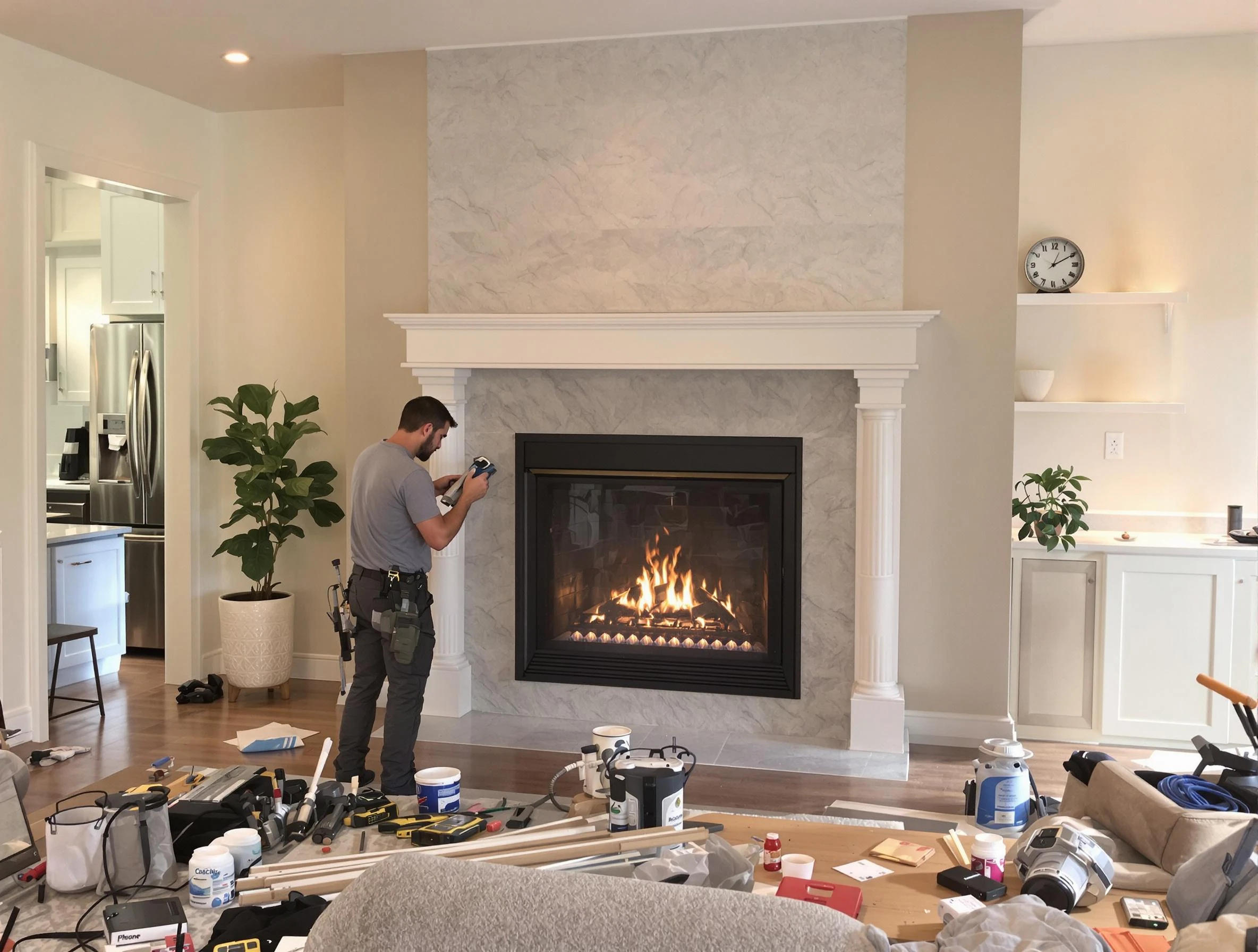 Newly installed fireplace by Coopertown Chimney Sweep in Coopertown, TN