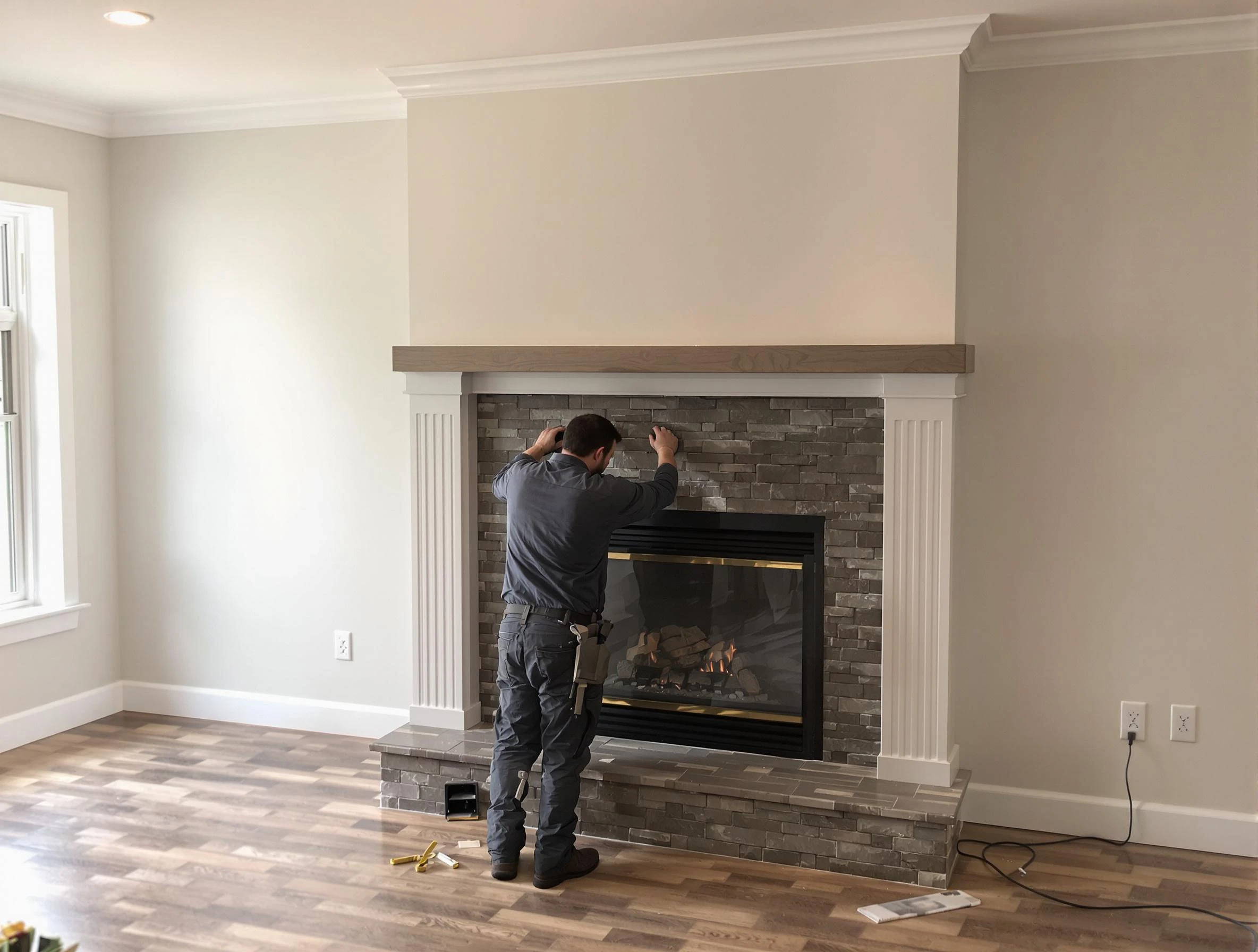 Coopertown Chimney Sweep finishing a custom fireplace install in Coopertown, TN